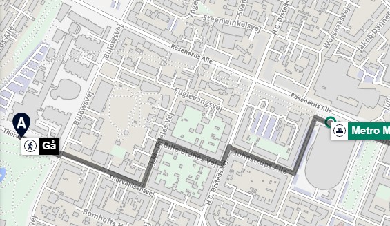 Map of walk from venue to metro station